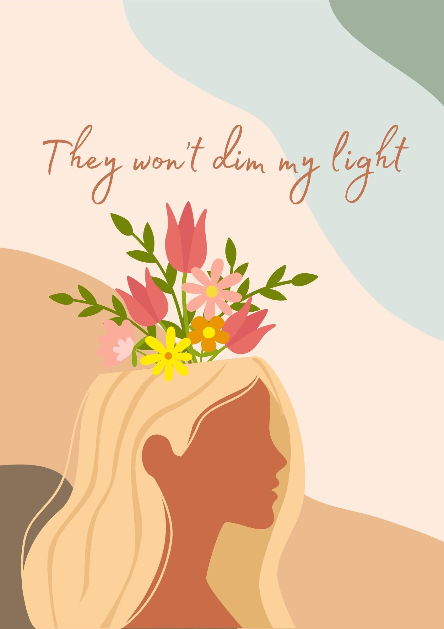 Lyrics Wall Art - ''They Won't Dim My Light'' - Digital Download - Dreamy Feminine Decor