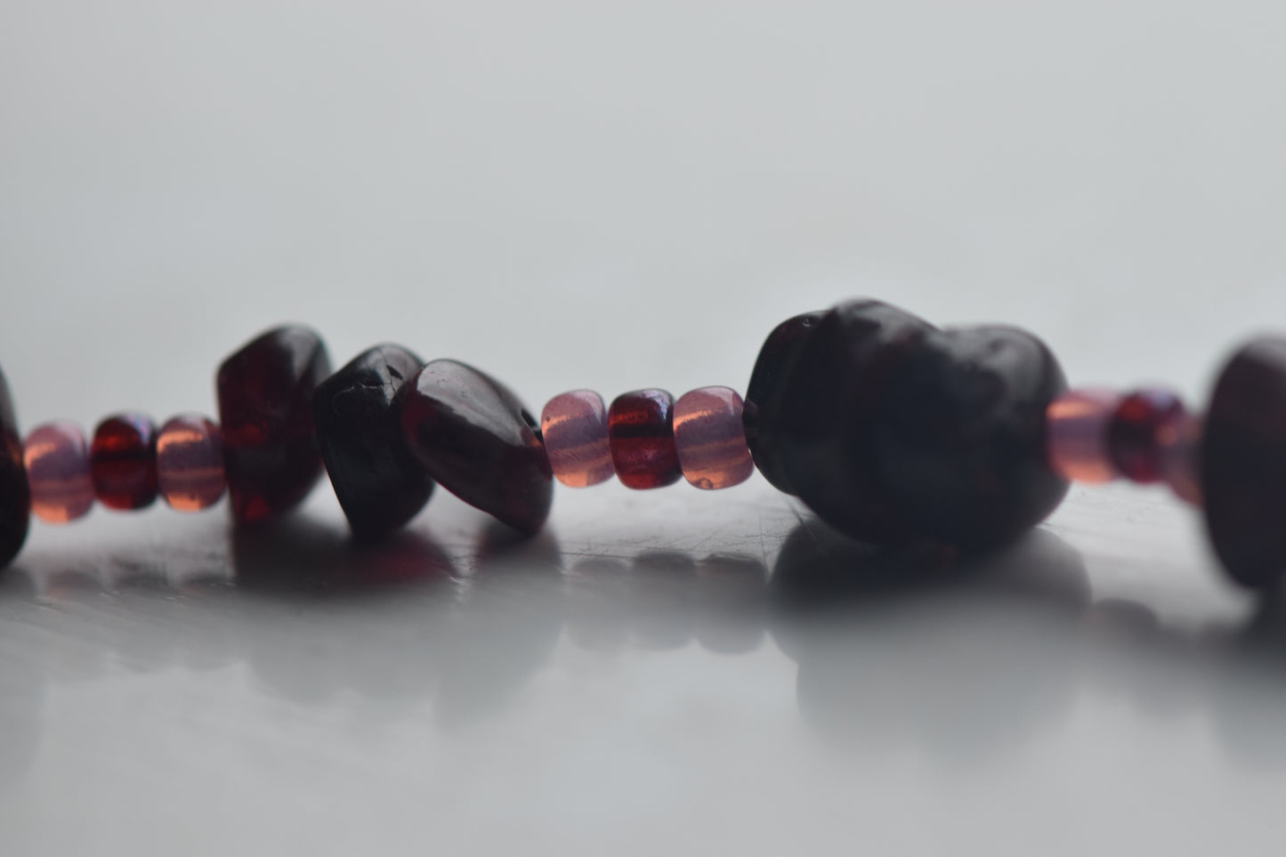 Garnet Chip & Seed Bead Necklace (15")
