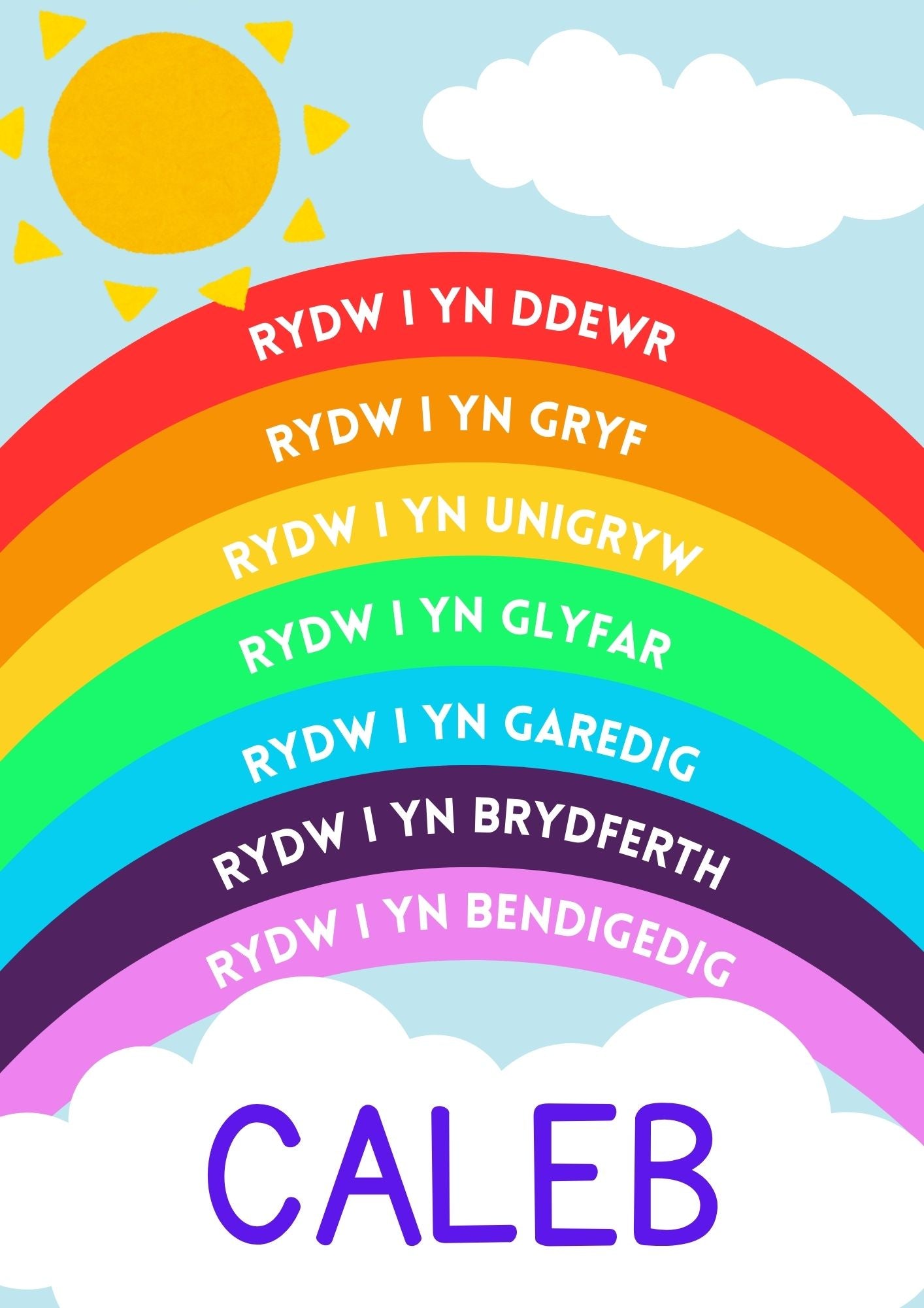 Personalised Welsh Rainbow Affirmation Print - Cymraeg (Digital Download)