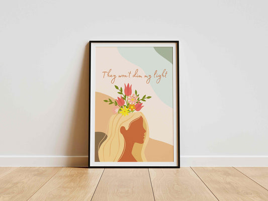 Lyrics Wall Art - ''They Won't Dim My Light'' - Digital Download - Dreamy Feminine Decor