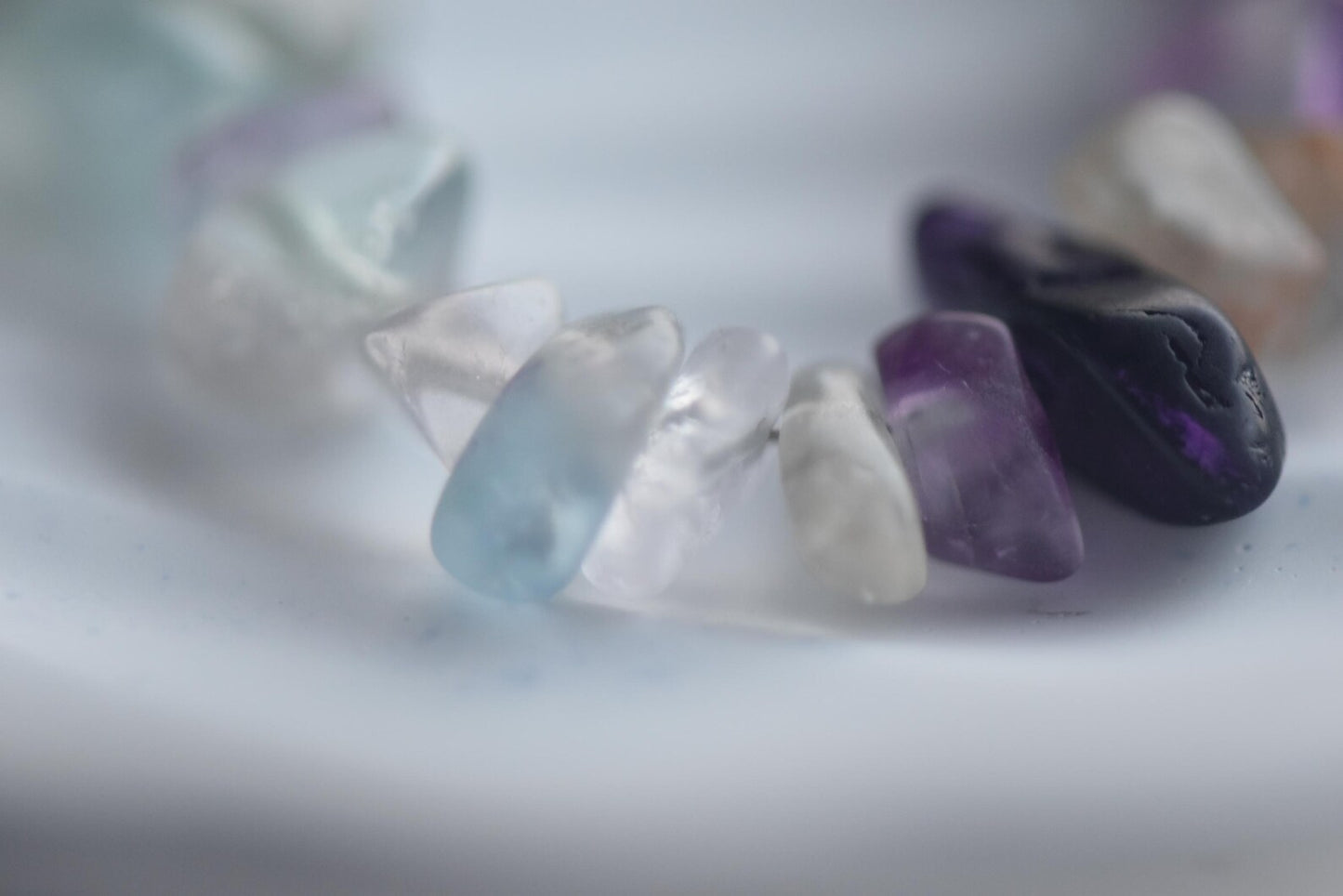 Fluorite Chip Long Drop Sterling Silver Earrings