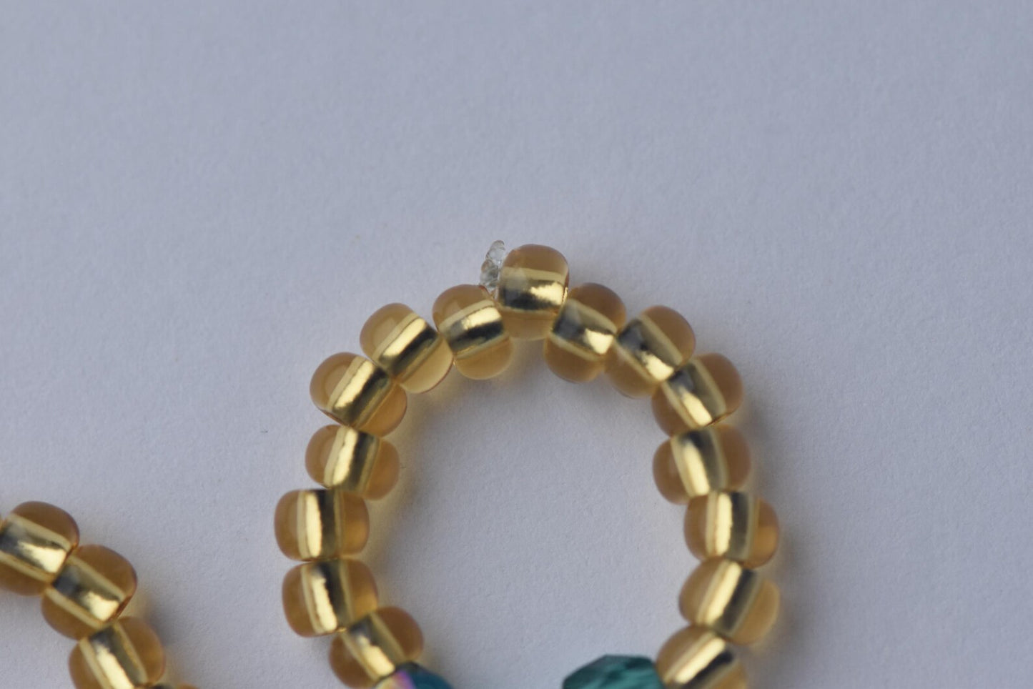 Handmade Two-Ring Bundle - Seed Bead Rings with Pearls & Emerald Glass - Adjustable Fit