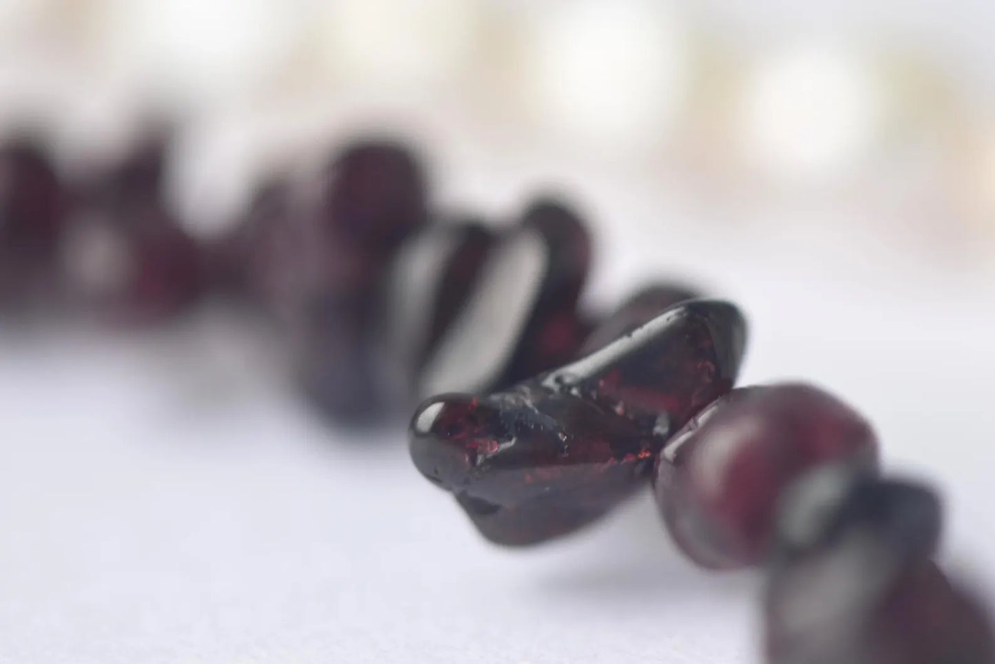 Garnet & Pearl Asymmetrical Sterling Silver Necklace with Cubic Zirconia Pendant