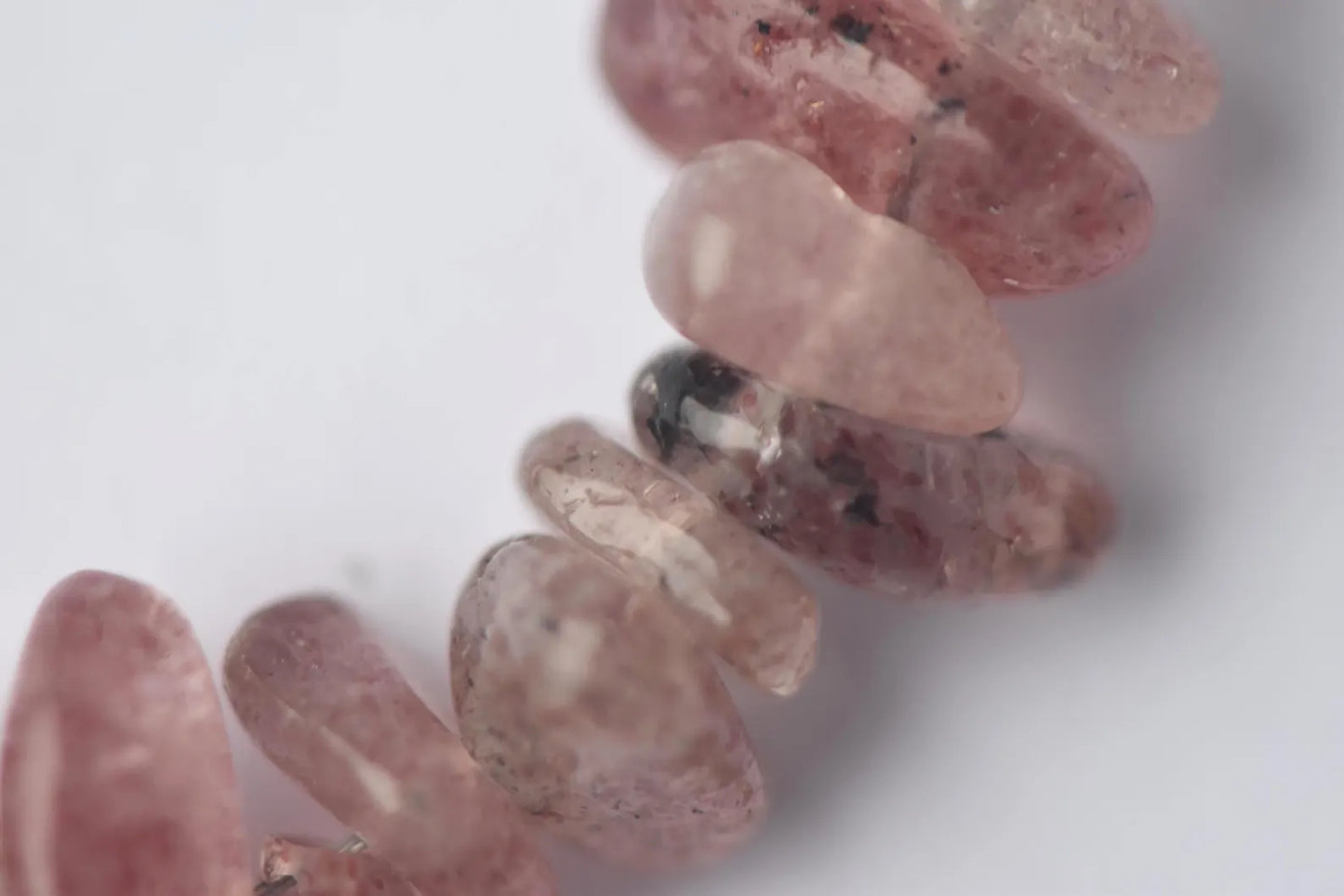 Strawberry Quartz & Freshwater Pearl Sterling Silver Necklace - 15” Handmade Gemstone Jewellery