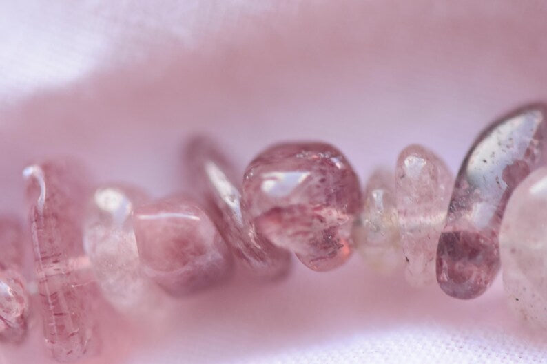 Strawberry Quartz & Pearl 15cm Adjustable Bracelet