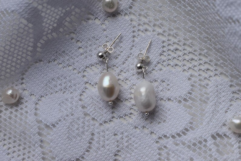 Sterling Silver Freshwater Pearl Drop Earrings