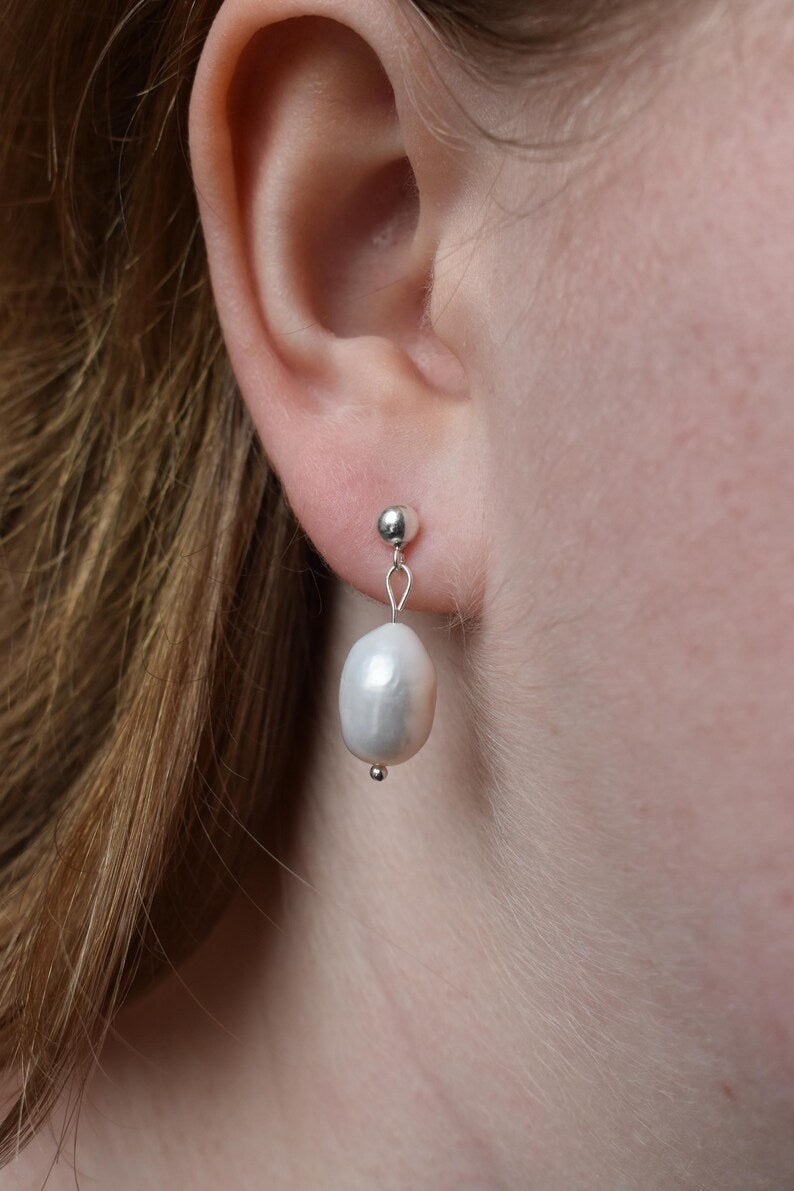 Sterling Silver Freshwater Pearl Drop Earrings