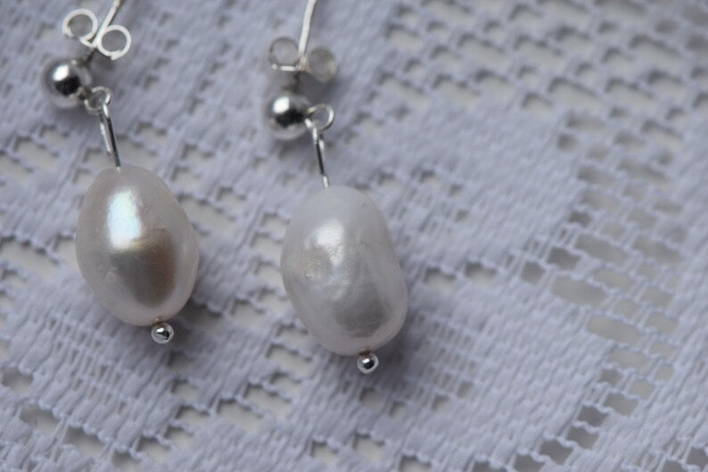 Sterling Silver Freshwater Pearl Drop Earrings