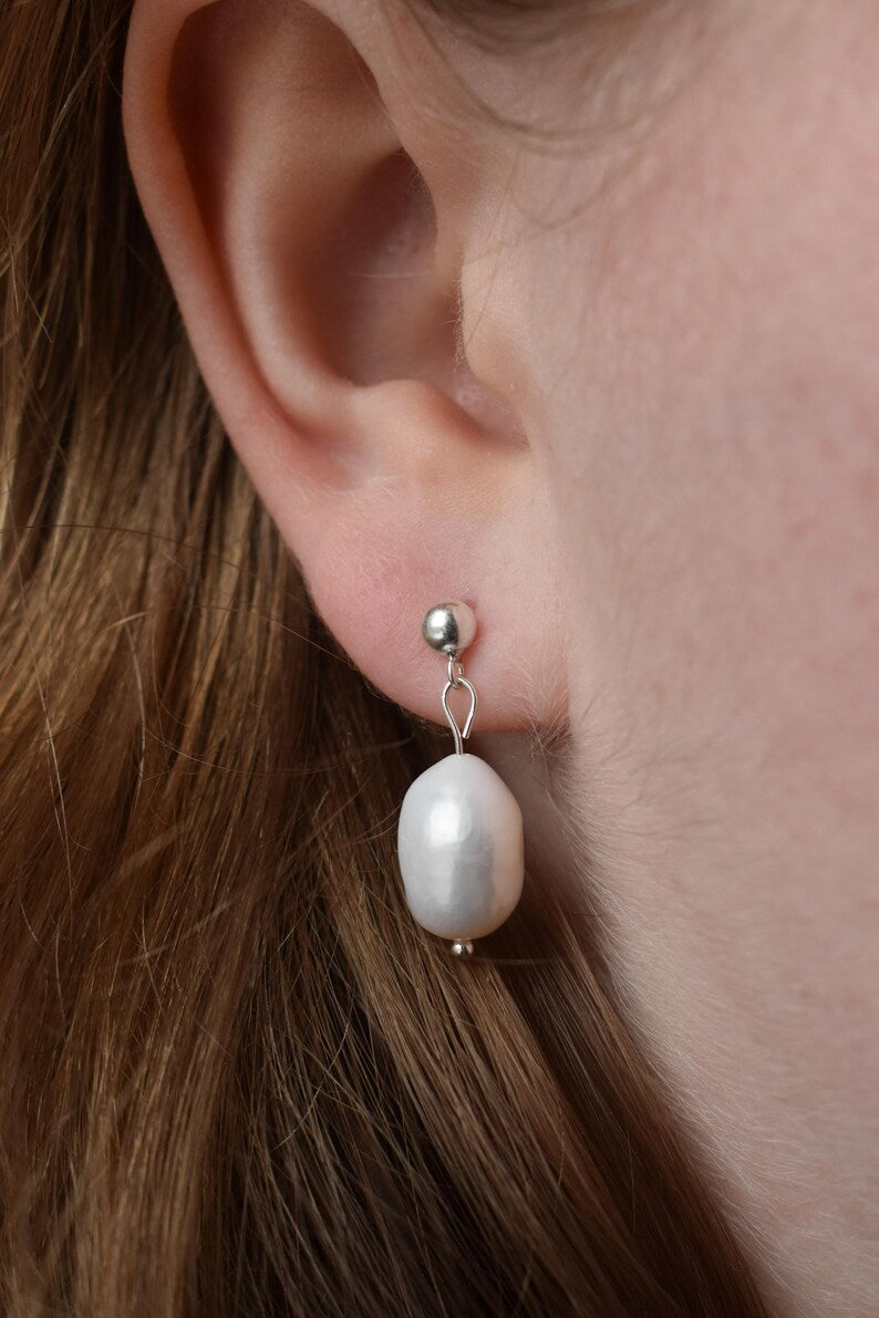 Sterling Silver Freshwater Pearl Drop Earrings