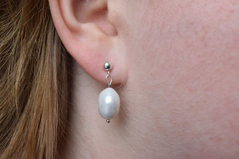 Sterling Silver Freshwater Pearl Drop Earrings