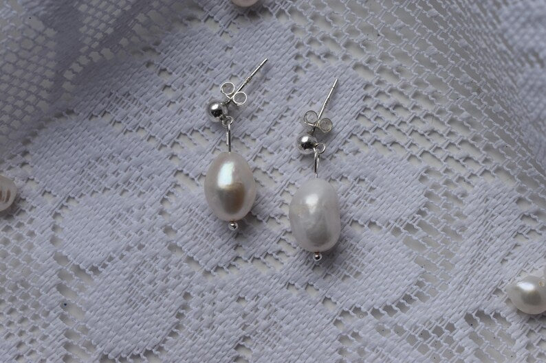 Sterling Silver Freshwater Pearl Drop Earrings