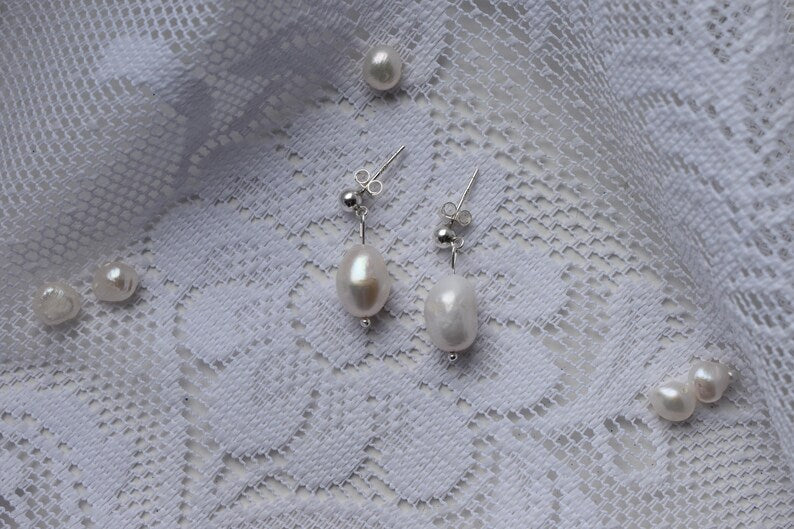 Sterling Silver Freshwater Pearl Drop Earrings