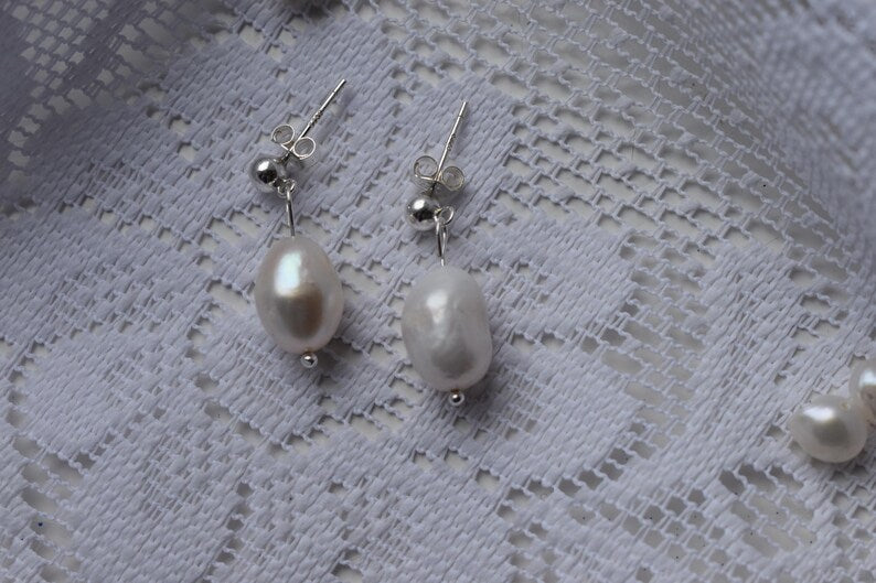 Sterling Silver Freshwater Pearl Drop Earrings