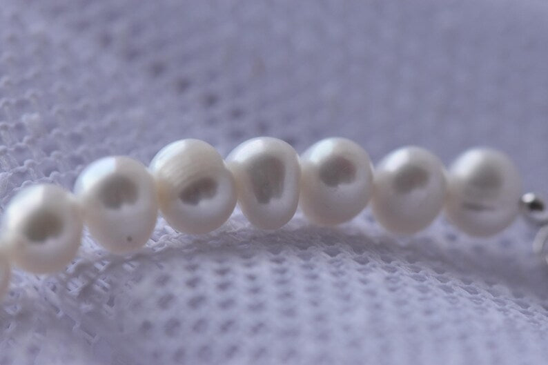 Freshwater Pearl Necklace - Sterling Silver 18" Adjustable Necklace