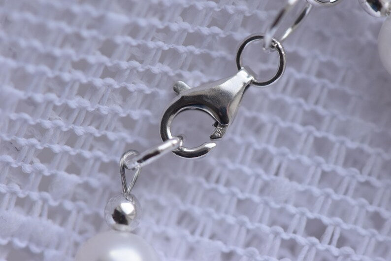 Freshwater Pearl Necklace - Sterling Silver 18" Adjustable Necklace
