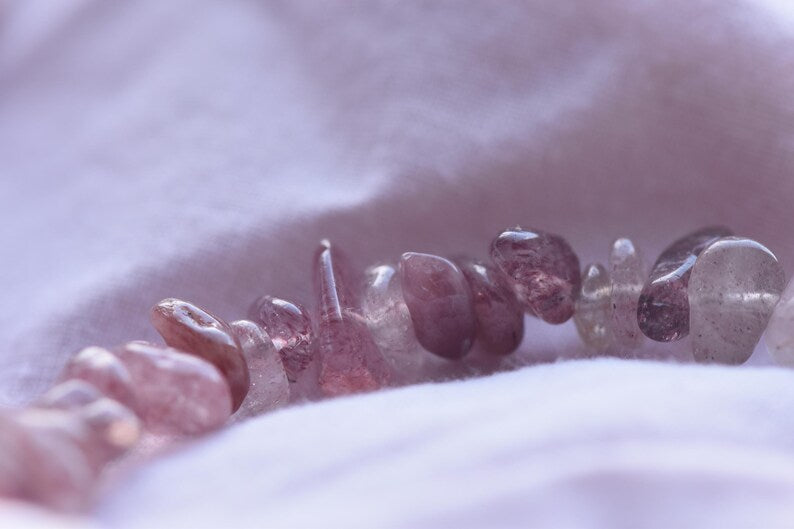 Strawberry Quartz & Pearl 15cm Adjustable Bracelet