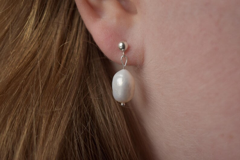Sterling Silver Freshwater Pearl Drop Earrings