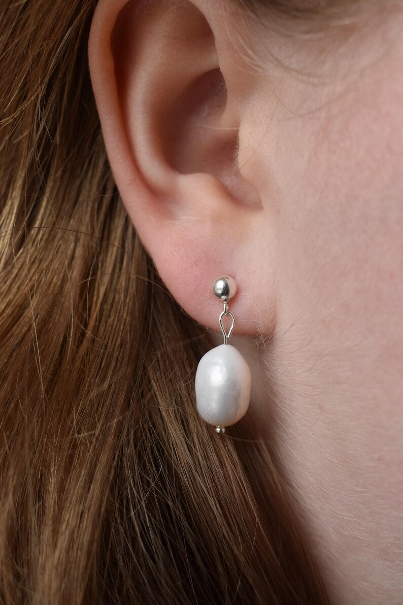 Sterling Silver Freshwater Pearl Drop Earrings