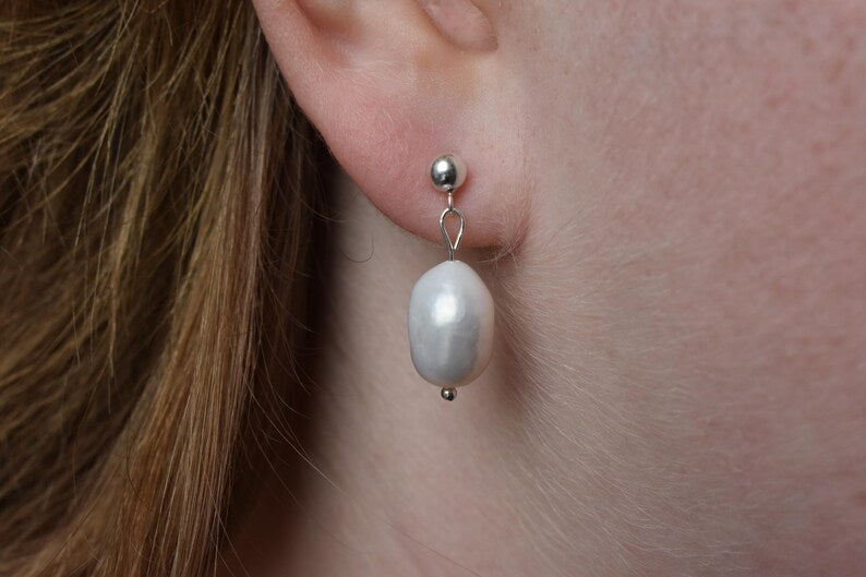 Sterling Silver Freshwater Pearl Drop Earrings