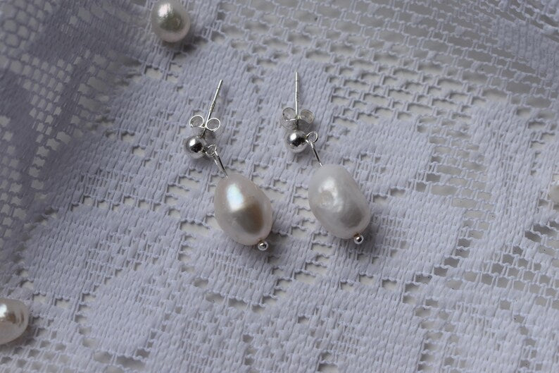 Sterling Silver Freshwater Pearl Drop Earrings