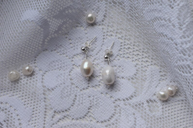 Sterling Silver Freshwater Pearl Drop Earrings