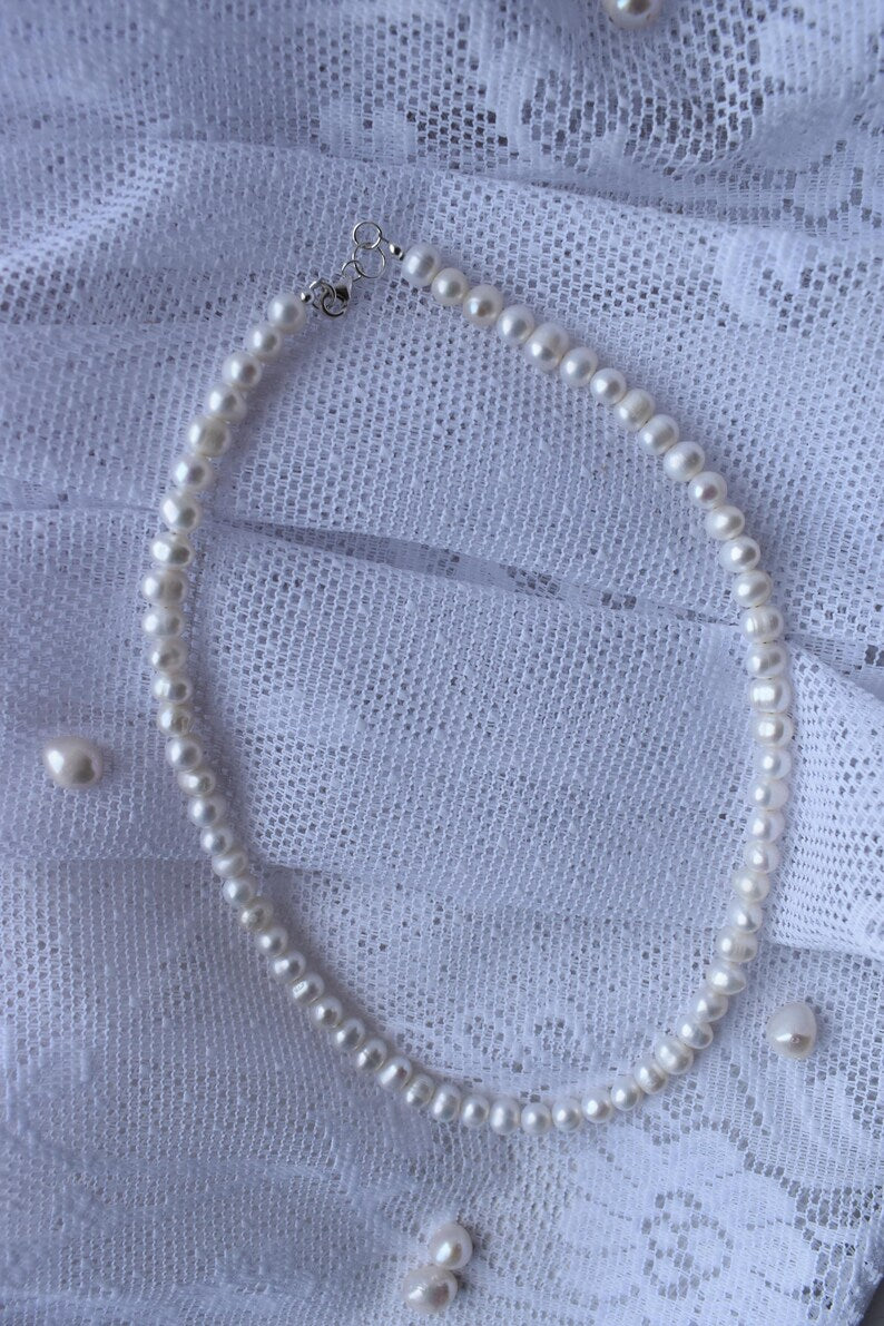 Freshwater Pearl Necklace - Sterling Silver 18" Adjustable Necklace