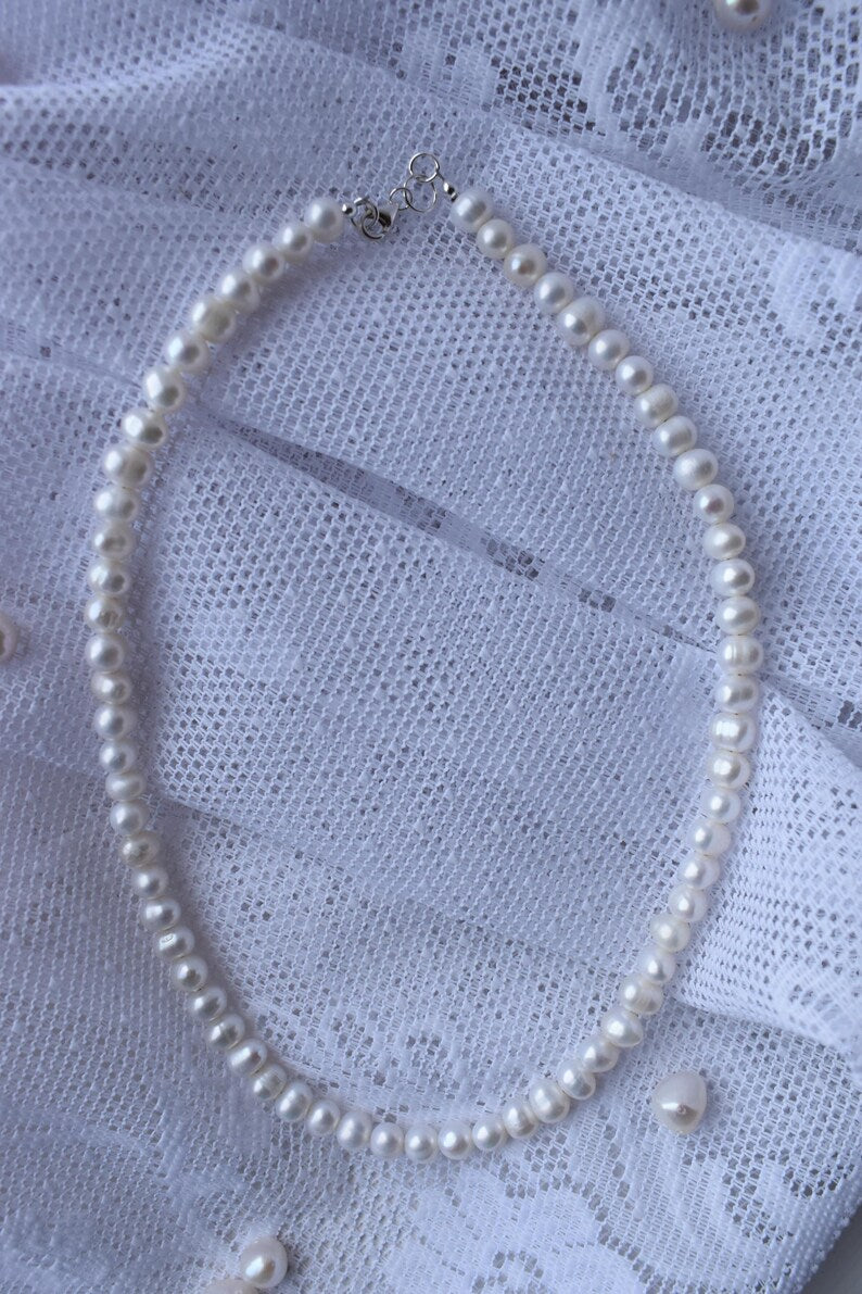 Freshwater Pearl Necklace - Sterling Silver 18" Adjustable Necklace