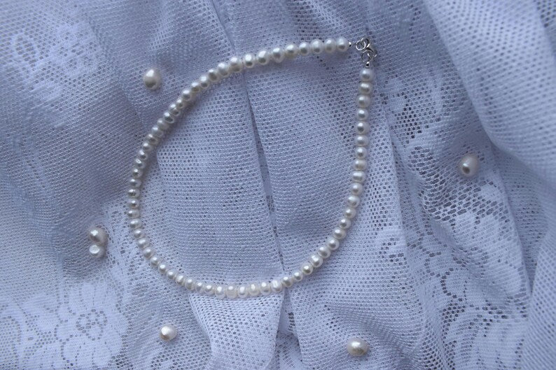 Freshwater Pearl Necklace - Sterling Silver 18" Adjustable Necklace
