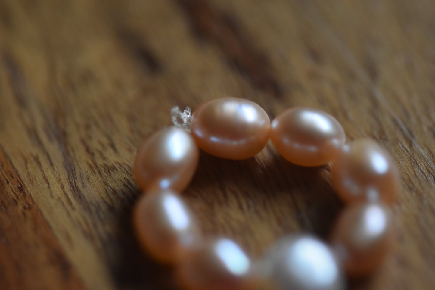 Pale Pink Freshwater Pearl Elastic Ring - Natural Pearls, Minimalist Ring