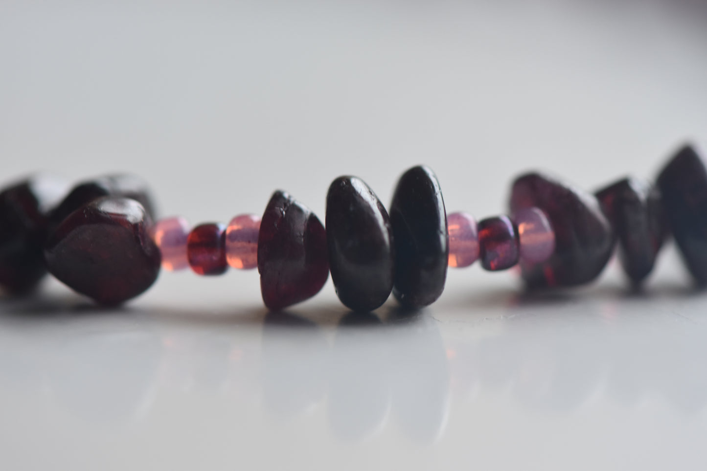 Garnet Chip & Seed Bead Necklace (15")